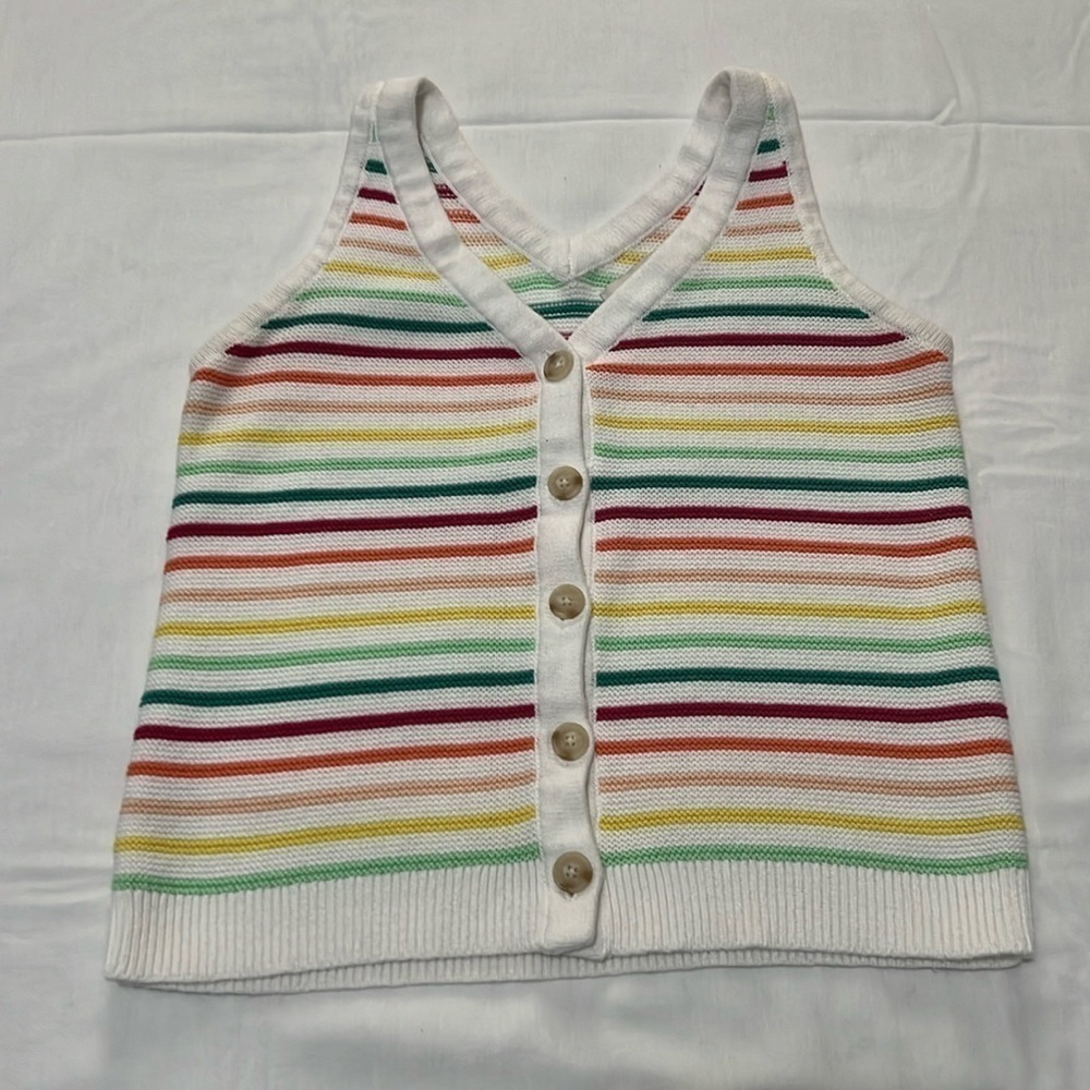 Loft Petites Striped Button Down Sweater Tank